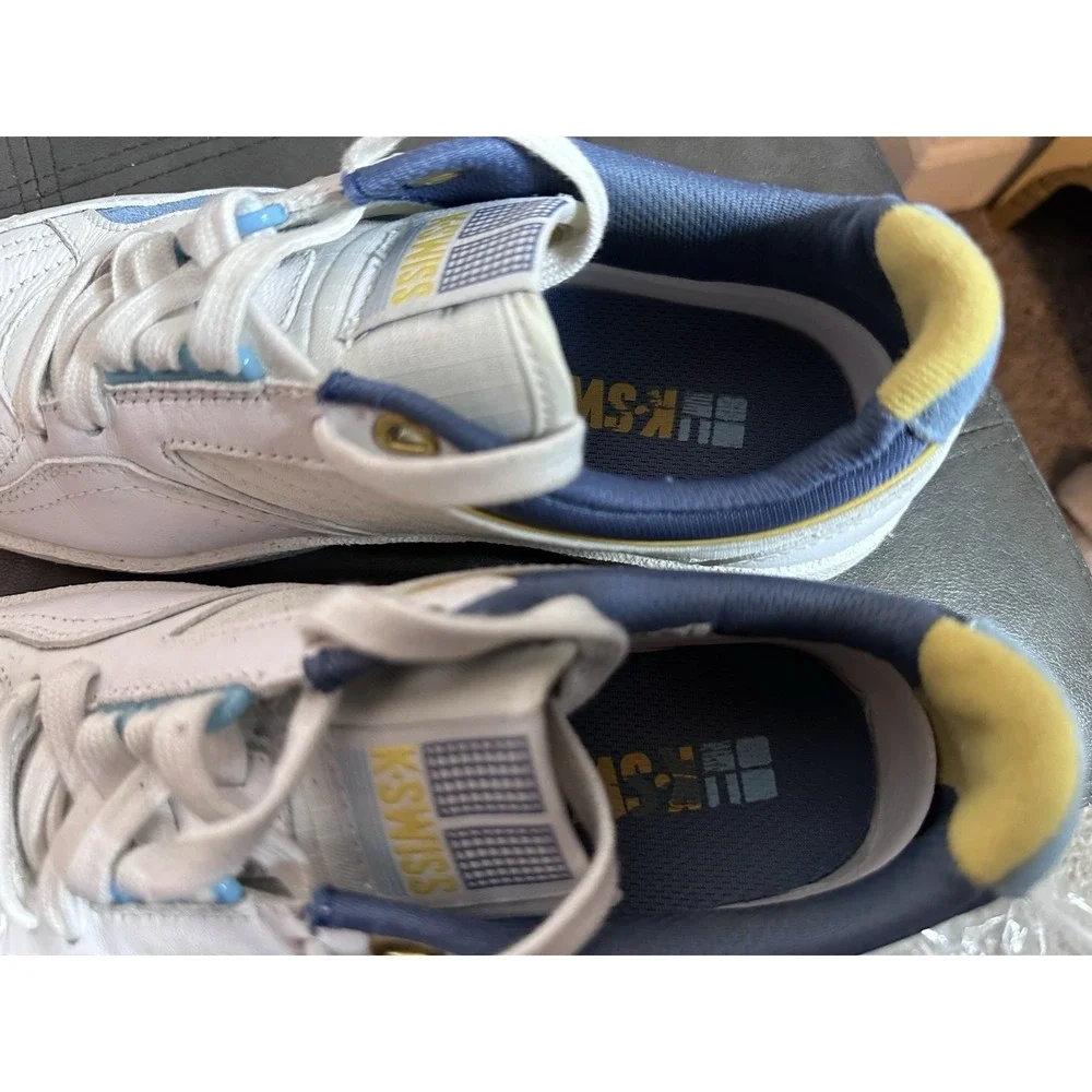 K-Swiss Women's Shoes Size 7. White Blue Yello Low-Top Lace Logo Walking Retro